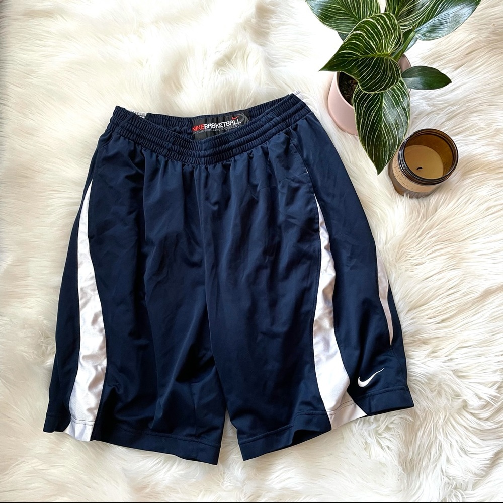 Navy and White Basketball Nike Shorts